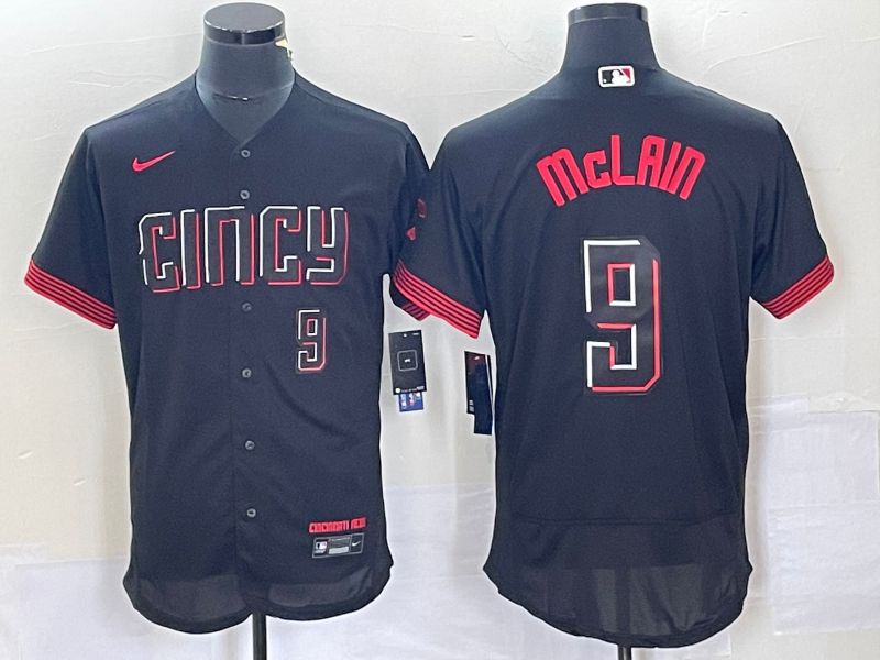 Men Cincinnati Reds #9 Mclain Nike Black 2023 City Connect Replica Player Elite MLB Jersey1->cincinnati reds->MLB Jersey